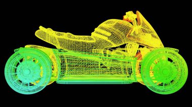 siyah izole bir anahat Gökkuşağı rengi nesnenin 3B oluşturma
