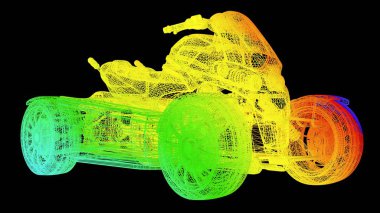 siyah izole bir anahat Gökkuşağı rengi nesnenin 3B oluşturma