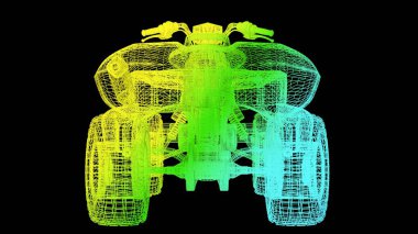 siyah izole bir anahat Gökkuşağı rengi nesnenin 3B oluşturma