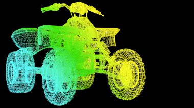 siyah izole bir anahat Gökkuşağı rengi nesnenin 3B oluşturma