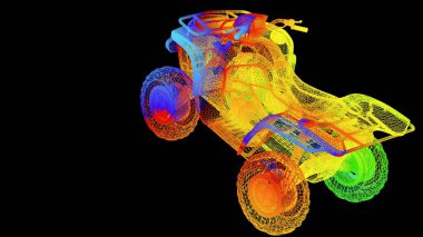 siyah izole bir anahat Gökkuşağı rengi nesnenin 3B oluşturma