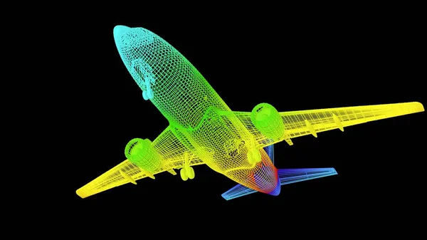 siyah izole bir anahat Gökkuşağı rengi nesnenin 3B oluşturma