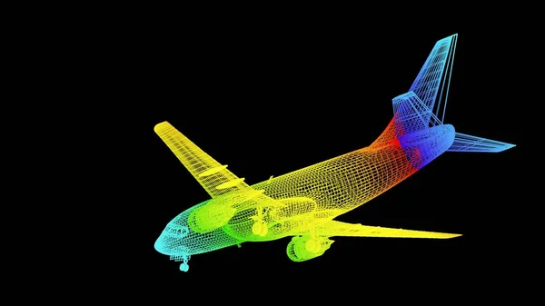 Rendering Objektets Kontur Rainbow Färg Isolerade Svart — Stockfoto