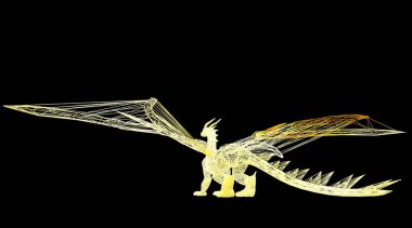 siyah bir arka plan üzerinde izole bir hayvan tel çerçeve 3B oluşturma