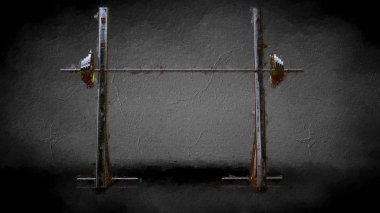 Altın spor salonu ekipman karanlık bir arka plan üzerinde 3D render