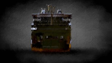 karanlık bir arka plan bir altın gemi 3D render