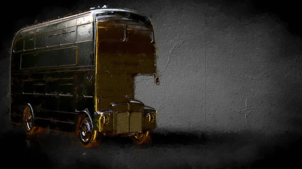 Rendering Golden Bus Dark Background — Stock Photo, Image