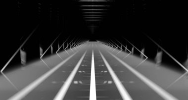 futuristik ışıklar soyut ile karanlık bir sahnenin 3D render