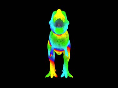 siyah arka planda izole renkli bir Dino 3D render