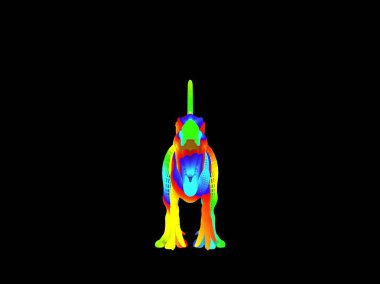 siyah arka planda izole renkli bir Dino 3D render