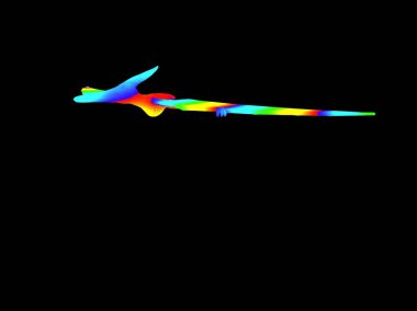 siyah arka planda izole renkli bir Dino 3D render