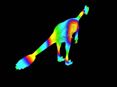 siyah arka planda izole renkli bir Dino 3D render