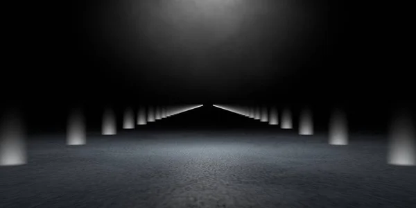 Futuristik Işıklar Soyut Ile Karanlık Bir Sahnenin Render — Stok fotoğraf