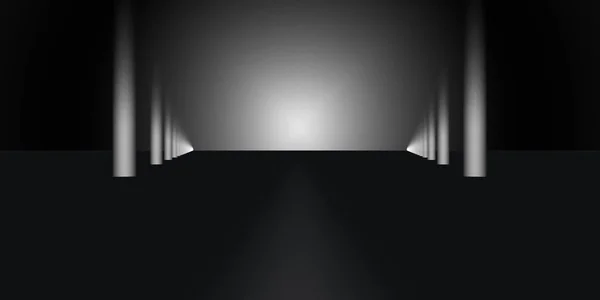 Rendu Une Scène Sombre Avec Des Lumières Futuristes Abstraites — Photo