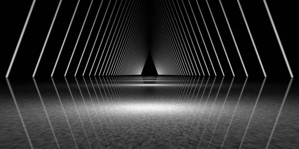 futuristik ışıklar soyut ile karanlık bir sahnenin 3D render