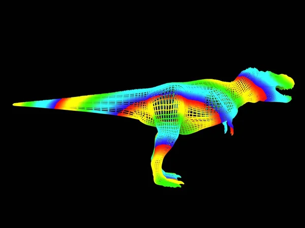 Prostorové Vykreslování Barevného Dino Izolovaného Černém Pozadí — Stock fotografie