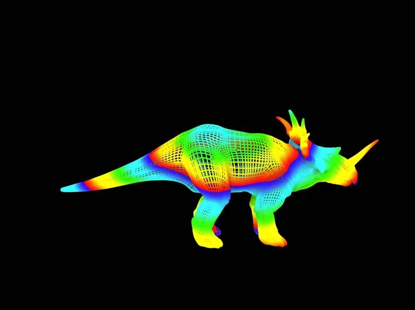 Візуалізація Барвистого Динозавра Ізольовано Чорному Тлі — стокове фото