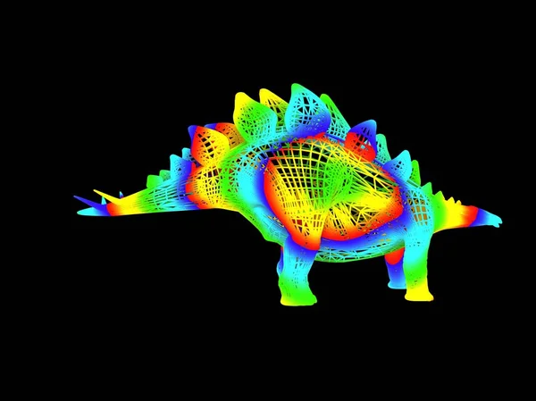 Siyah Arka Planda Izole Renkli Bir Dino Render — Stok fotoğraf