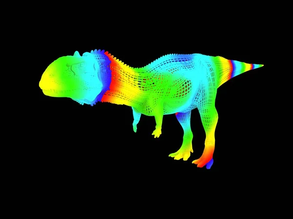 Απόδοση Ενός Πολύχρωμου Dino Απομονώνεται Μαύρο Φόντο — Φωτογραφία Αρχείου