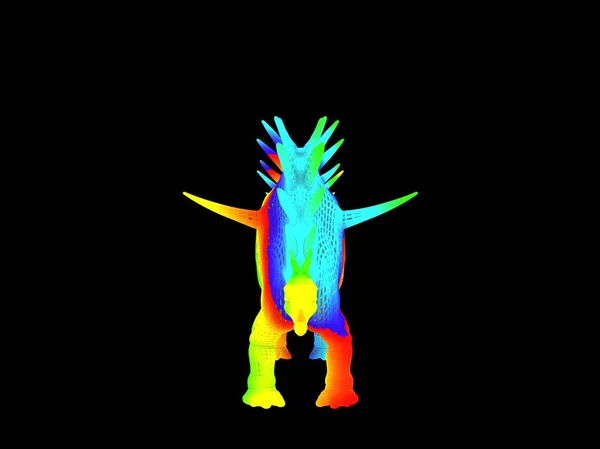 Darstellung Eines Farbenfrohen Dinos Isoliert Auf Schwarzem Hintergrund — Stockfoto