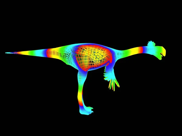 Візуалізація Барвистого Динозавра Ізольовано Чорному Тлі — стокове фото