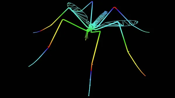 Візуалізація Художнього Єкта Різнокольоровими Лініями Мотузки Ізольовані Чорному — стокове фото