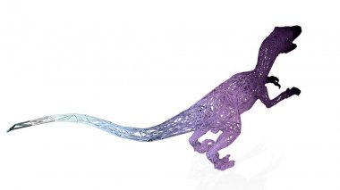 Beyaz arka planda izole yansıma ile sanatsal bir hayvanın 3D render