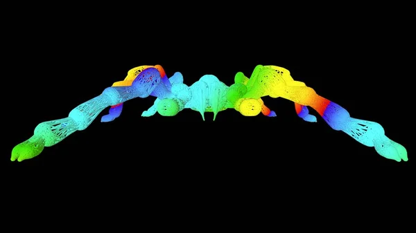 Візуалізація Художнього Єкта Різнокольоровими Лініями Мотузки Ізольовані Чорному — стокове фото