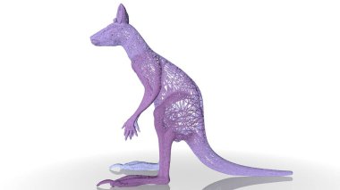 Beyaz arka planda izole yansıma ile sanatsal bir hayvanın 3D render