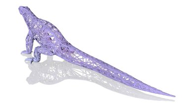 Beyaz arka planda izole yansıma ile sanatsal bir hayvanın 3D render