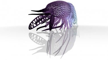 Beyaz arka planda izole yansıma ile sanatsal bir hayvanın 3D render