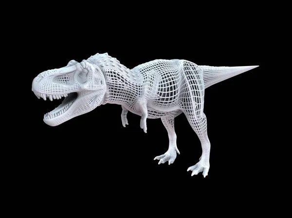 Siyah Arka Plan Üzerinde Isoalted Beyaz Kablolu Dino Render — Stok fotoğraf