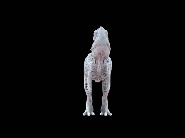 Візуалізація Білого Дротяного Динозавра Нанесеного Чорному Тлі — стокове фото