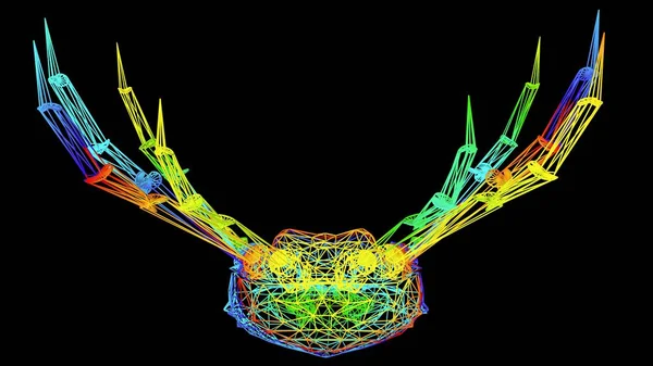 Representación Objeto Artístico Hecho Con Líneas Cuerda Colores Aislados Negro — Foto de Stock