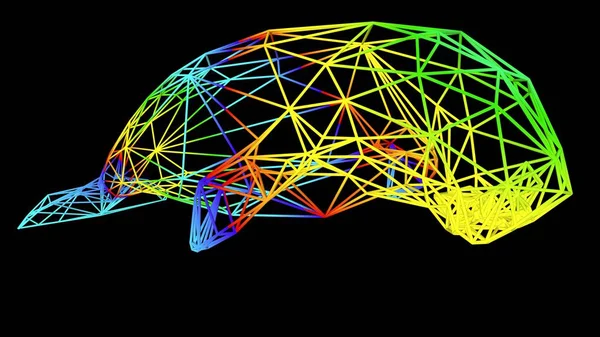 Representación Objeto Artístico Hecho Con Líneas Cuerda Colores Aislados Negro — Foto de Stock