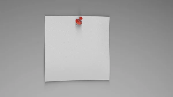 Boş kağıt ve bir pin 3d render — Stok fotoğraf