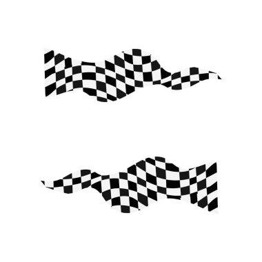 Siyah ve Beyaz Irk Dalgalanan Damalı Yarış Bayrakları Sinyalleri Serbest Vektör illüstrasyonunu Bitir