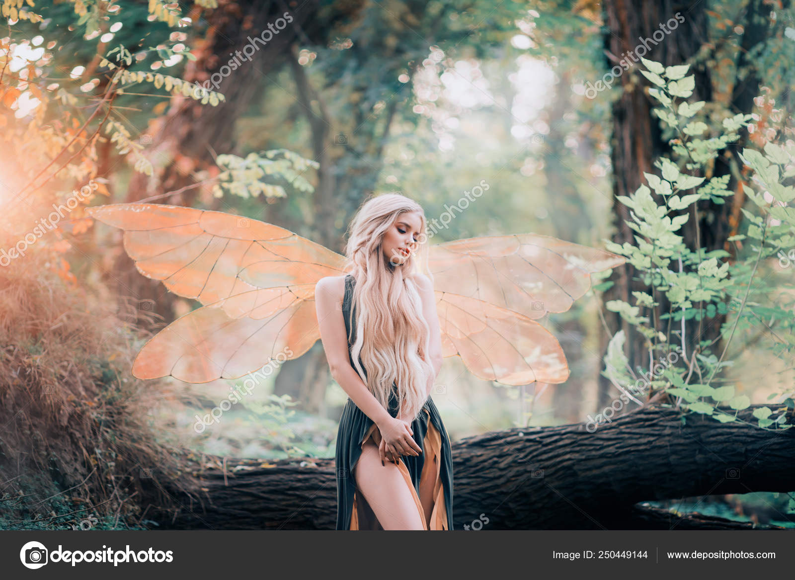 Real fairy from magical stories, goddess of nature with transparent ...