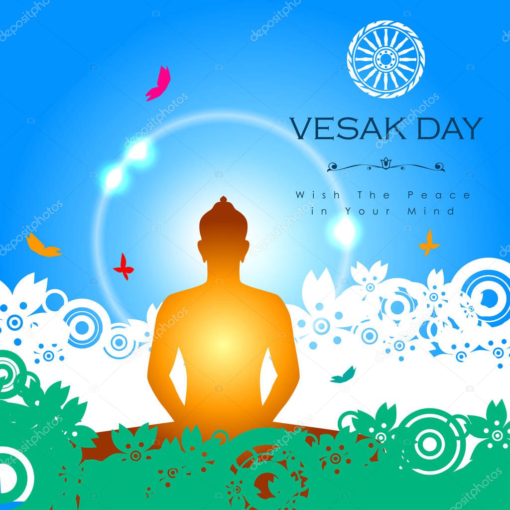 Abstract of Vesak Day. The day referred to the Birthday, Enlightenment, and Death of The Lord Buddha that's one sign of Buddism. Buddhists around the world called The Meditation Day and Buddha Jayanti Day. Vector and Illustration, EPS 10.