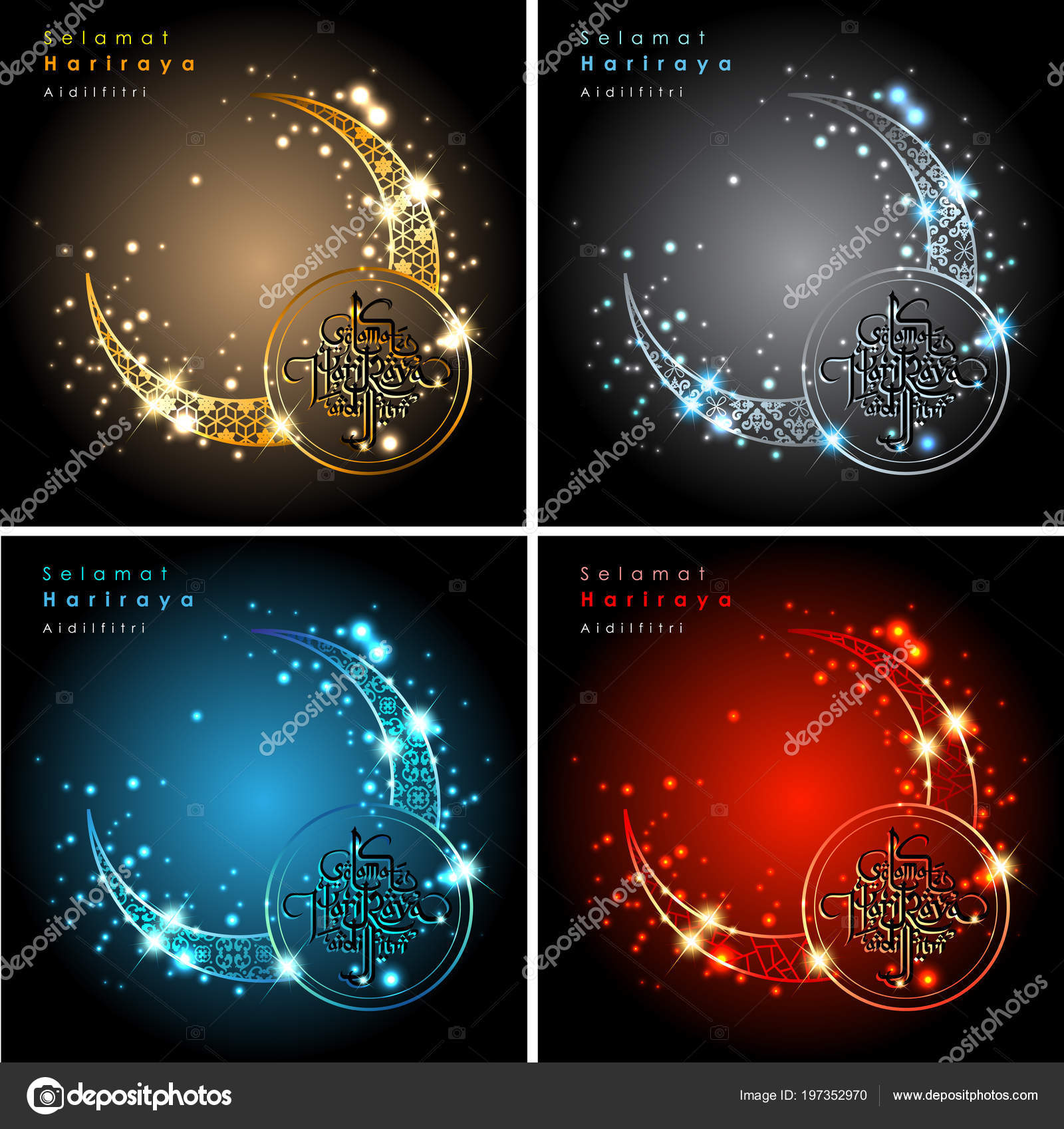 Aidilfitri 平面设计Selama Aidilfitri 字面意思是开斋节的盛宴与照明灯矢量和插图Eps  图库矢量图©legendofsinbatt.gmail.com 197352970
