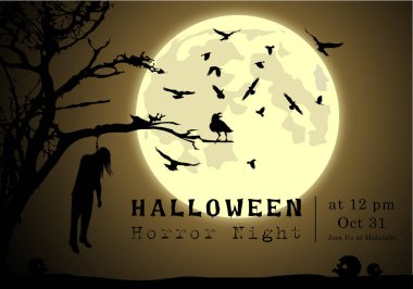 Abstract of Halloween to be the Spooky or The Horror  Banner Template Scene Background, Vector and illustration, eps 10