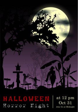 Abstract of Halloween to be the Spooky or The Horror  Banner Template Scene Background, Vector and illustration, eps 10