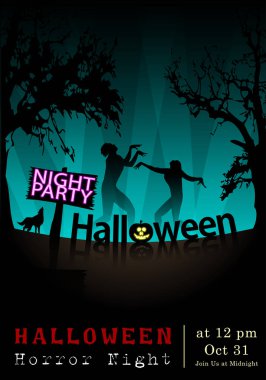 Abstract of Halloween to be the Spooky or The Horror  Banner Template Scene Background, Vector and illustration, eps 10