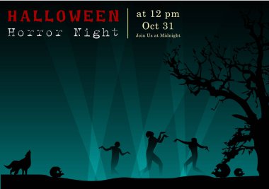 Abstract of Halloween to be the Spooky or The Horror  Banner Template Scene Background, Vector and illustration, eps 10