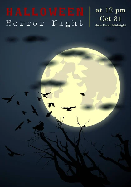 Abstract Halloween Spooky Horror Banner Template Scene Background Vector Illustration — Stockvector