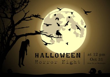 Abstract of Halloween to be the Spooky or The Horror  Banner Template Scene Background, Vector and illustration, eps 10