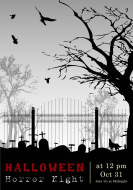 Abstract of Halloween to be the Spooky or The Horror  Banner Template Scene Background, Vector and illustration, eps 10