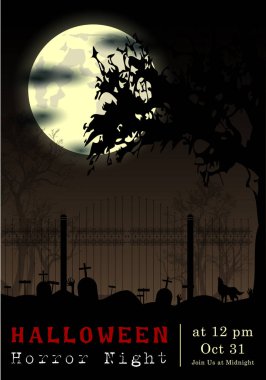 Abstract of Halloween to be the Spooky or The Horror  Banner Template Scene Background, Vector and illustration, eps 10