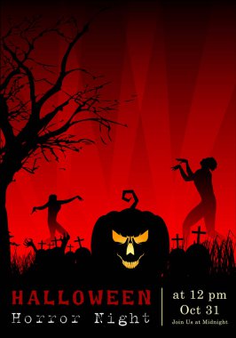 Abstract of Halloween to be the Spooky or The Horror  Banner Template Scene Background, Vector and illustration, eps 10