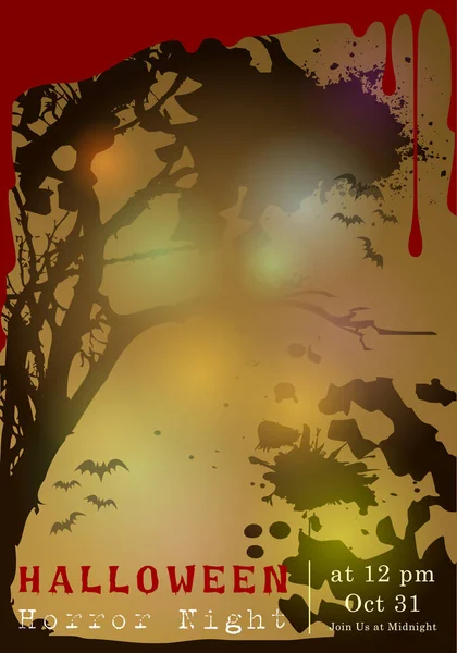 Abstract Halloween Spooky Horror Banner Template Scene Background Vector Illustration — Stock Vector